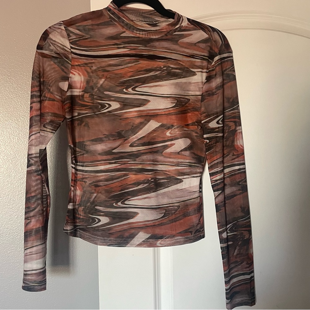 Shein sheer marbled abstract top